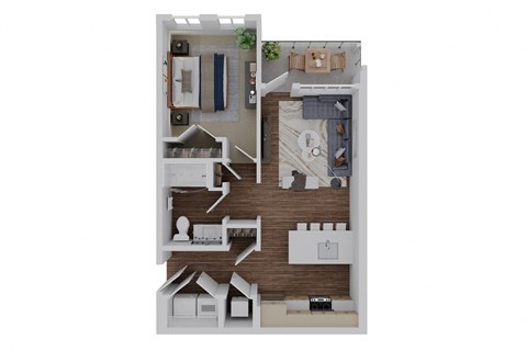 1 bed 1 bath A1 Floor Plan at The Quinn Luxury Apartment Homes, Pensacola, 32526